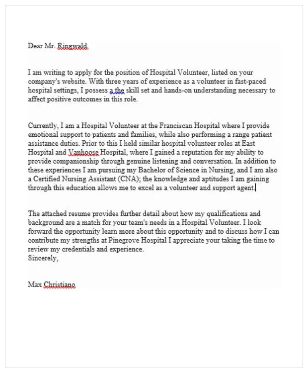 Free 11+ job application letter for volunteer, example format download