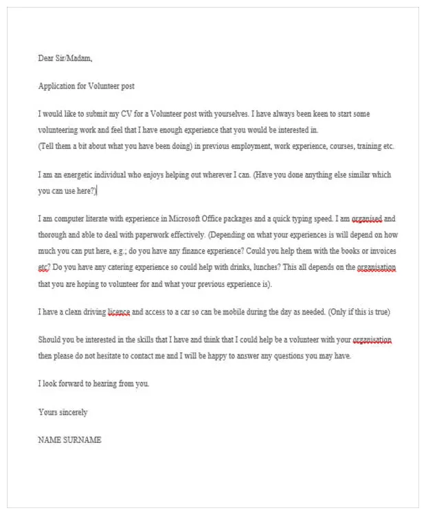 Free 11+ job application letter for volunteer, example format download