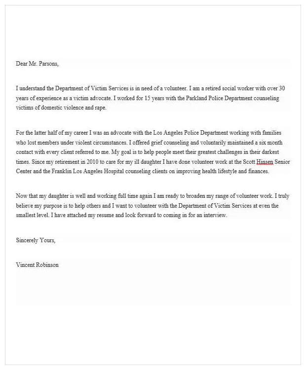 Free 11+ job application letter for volunteer, example format download