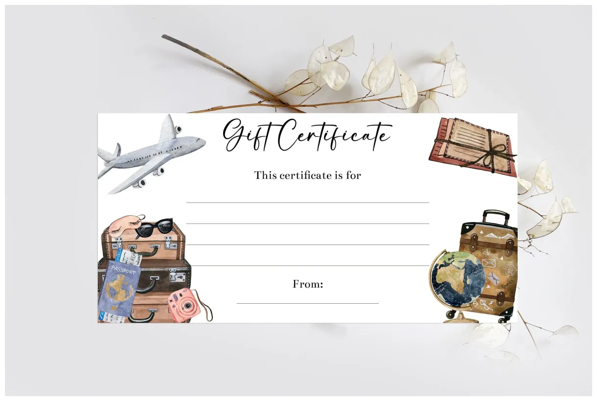 Editable Travel Gift Certificate Voucher Template Weekend Trip Coupon