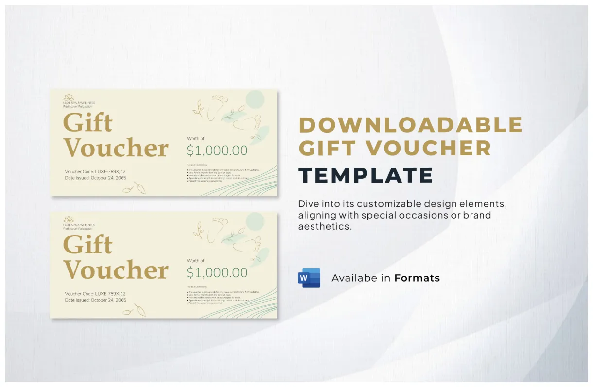 Downloadable gift in word download template