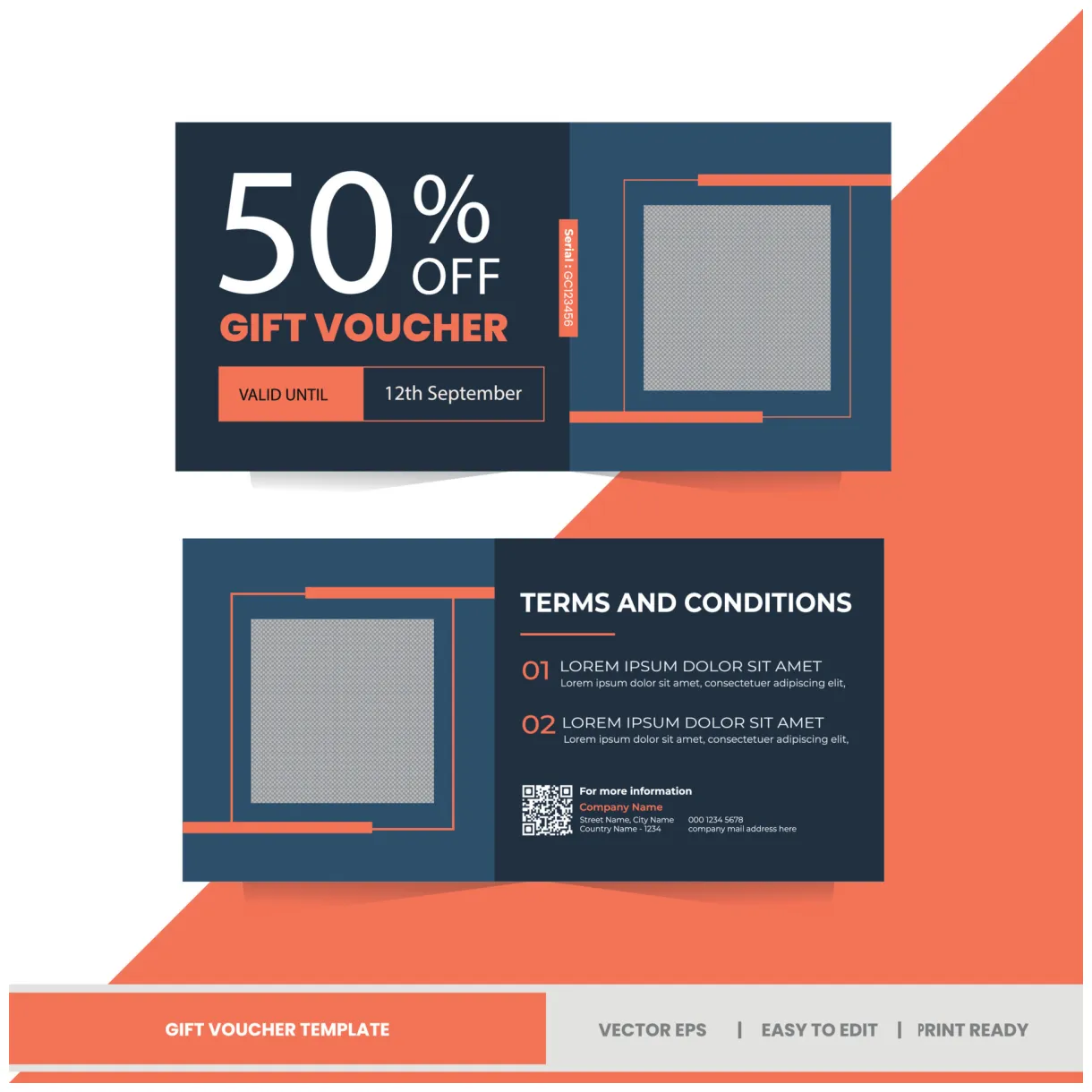 Gift Voucher Template - professional cash voucher vector template - 03