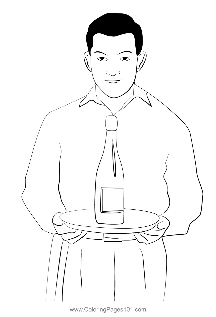 Waiter 3 Coloring Page for Kids - Free Waiters Printable Coloring Pages