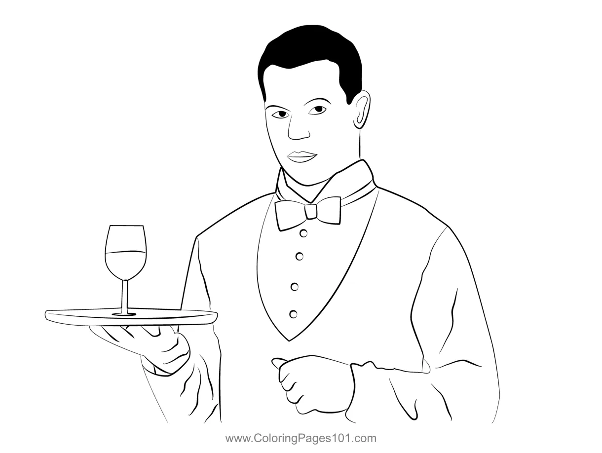 Waiter 7 Coloring Page for Kids - Free Waiters Printable Coloring Pages