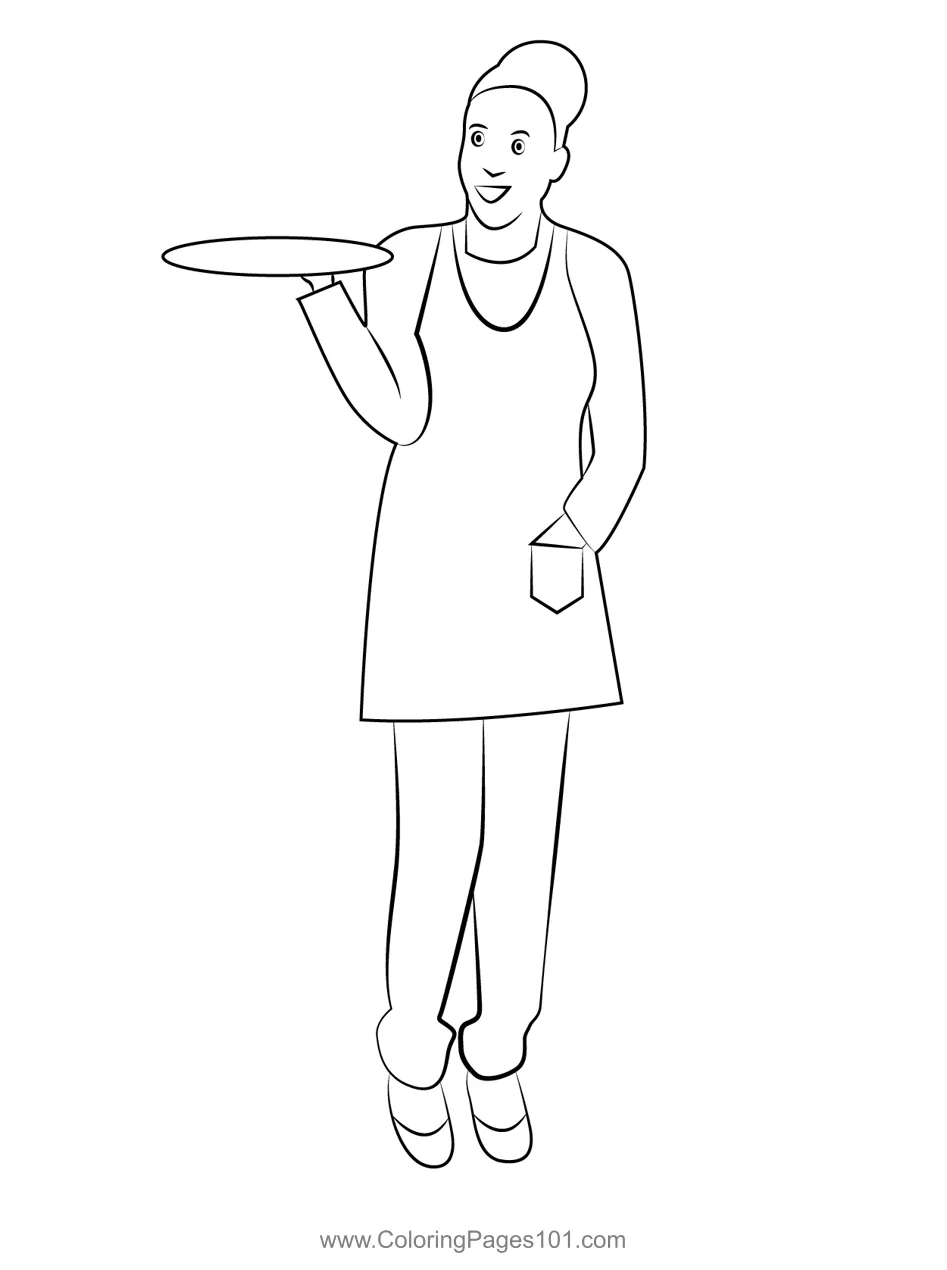 Waiter 8 Coloring Page for Kids - Free Waiters Printable Coloring Pages