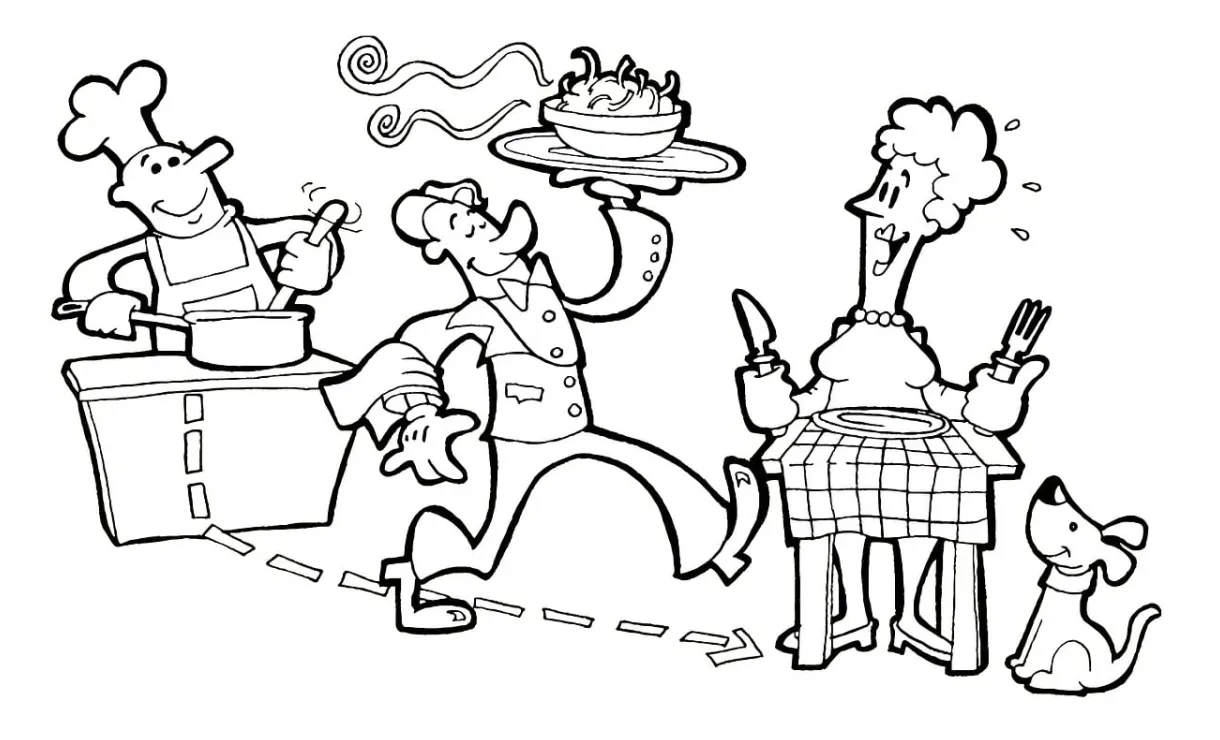 Restaurant waiter coloring page free on pixabay