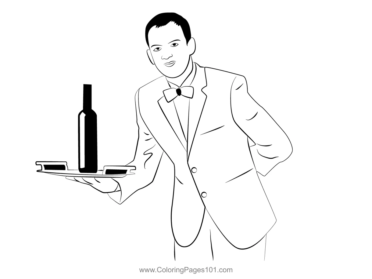 Waiter 5 coloring page for kids free waiters printable coloring pages