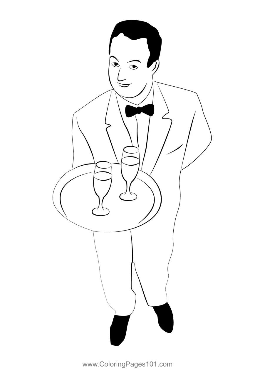 Waiter 4 coloring page for kids free waiters printable coloring pages