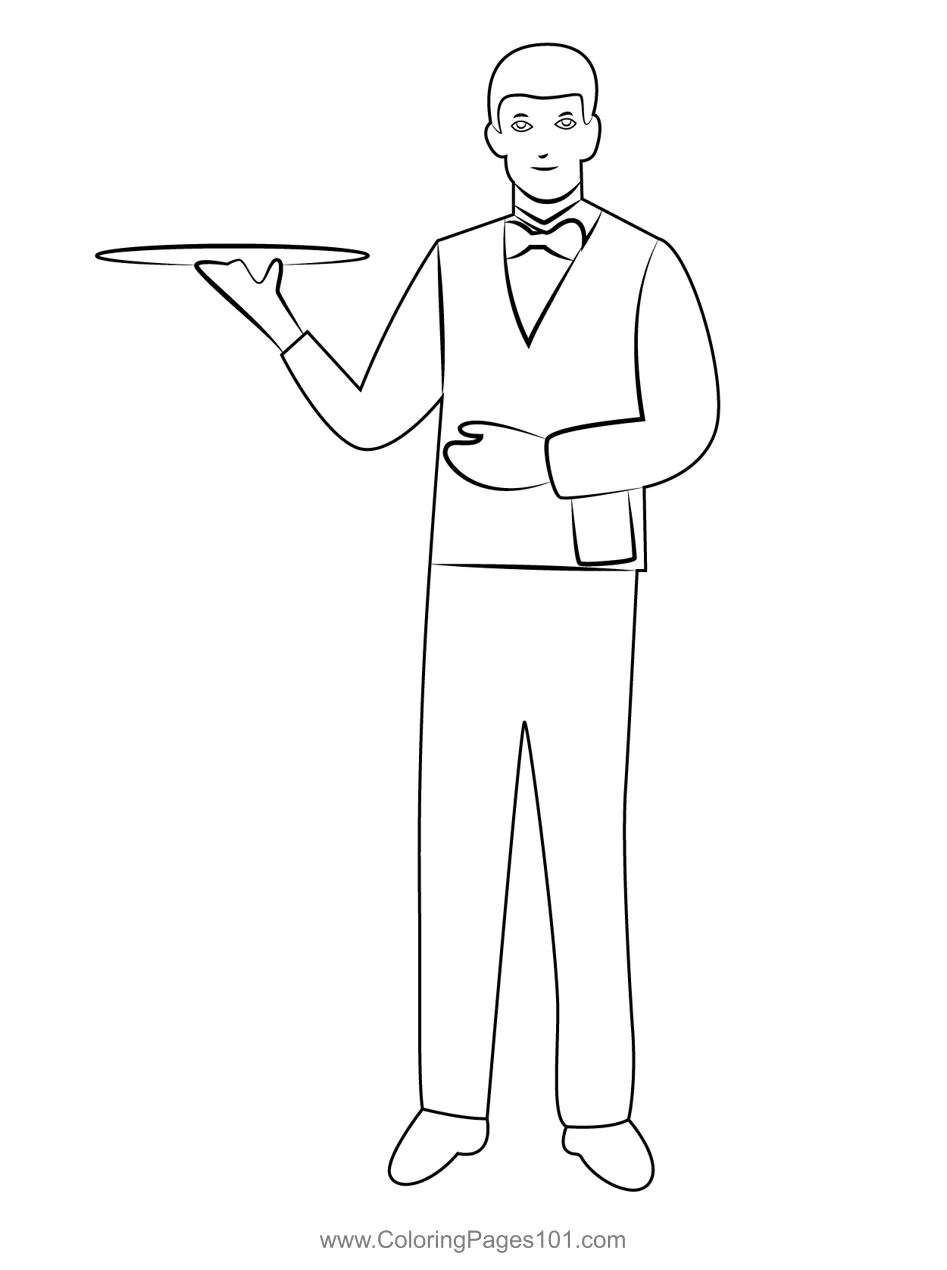 Waiter 6 coloring page for kids free waiters printable coloring pages