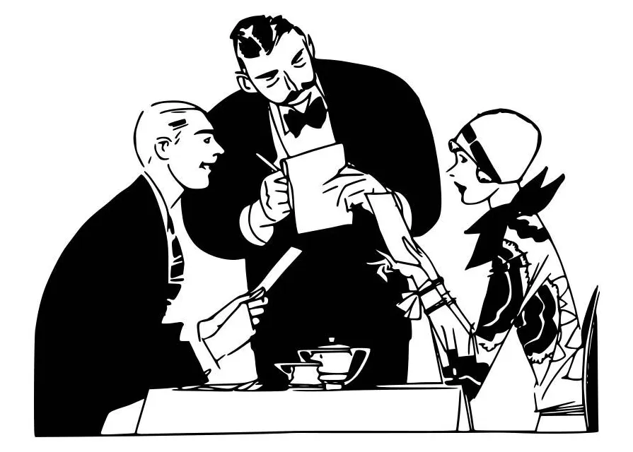 Coloring page waiter in restaurant free printables img 18648