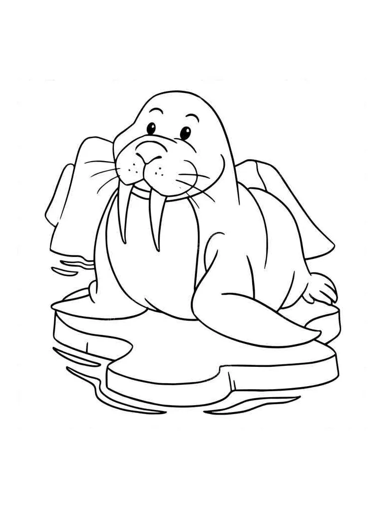 Sad walrus coloring page