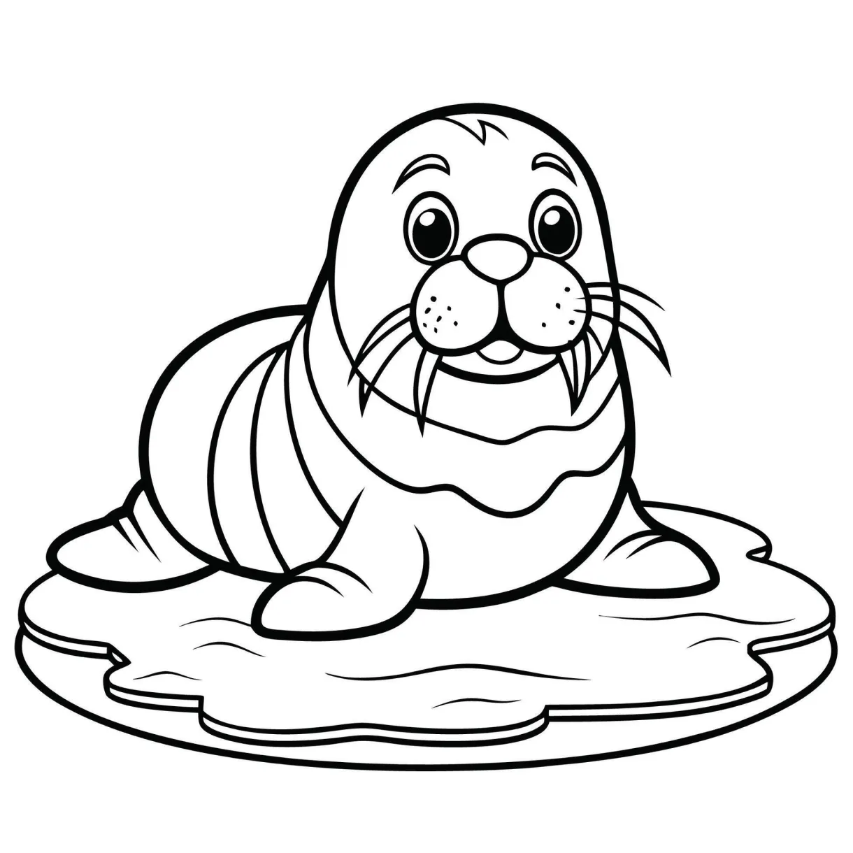 Walrus resting comfortably on the ice floe a calming coloring page