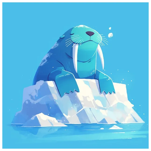 Premium vector walrus resting on an ice floe