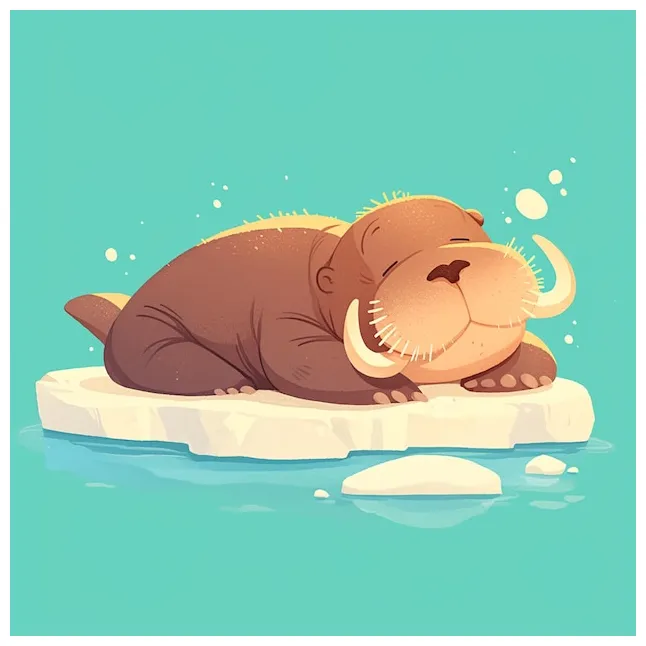 Walrus resting on an ice floe premium ai-generated vector