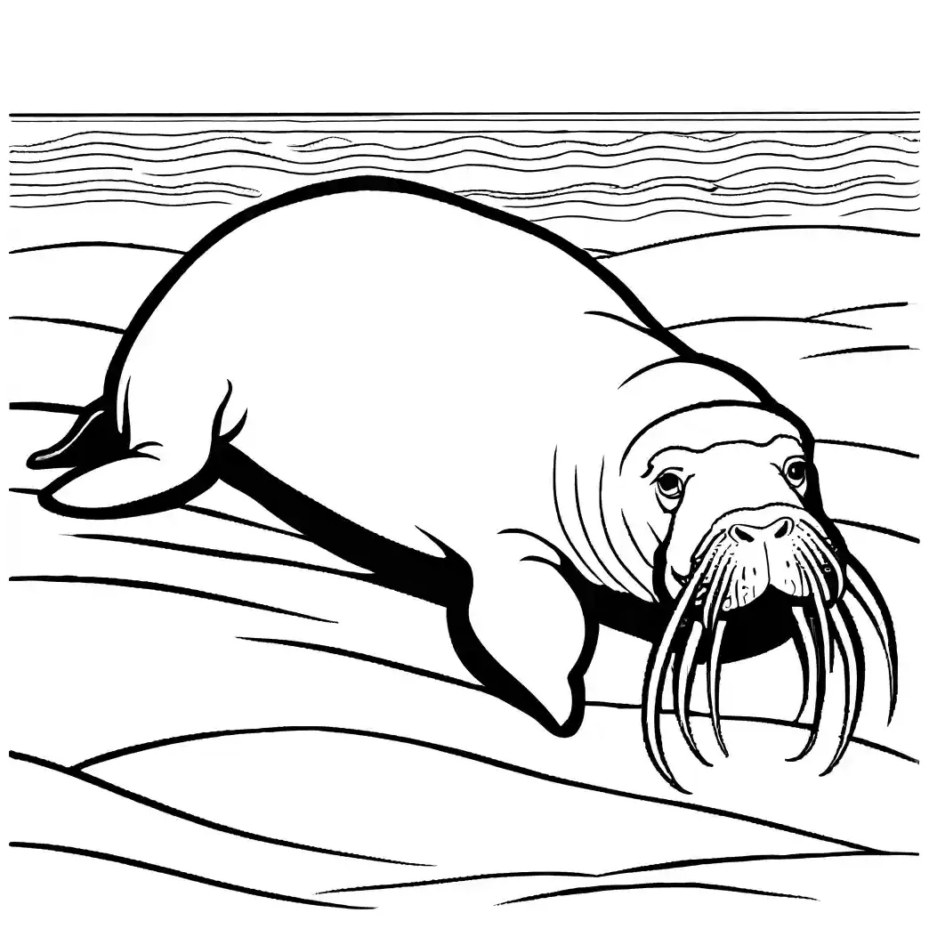 Realistic walrus coloring page lulu pages printable coloring page