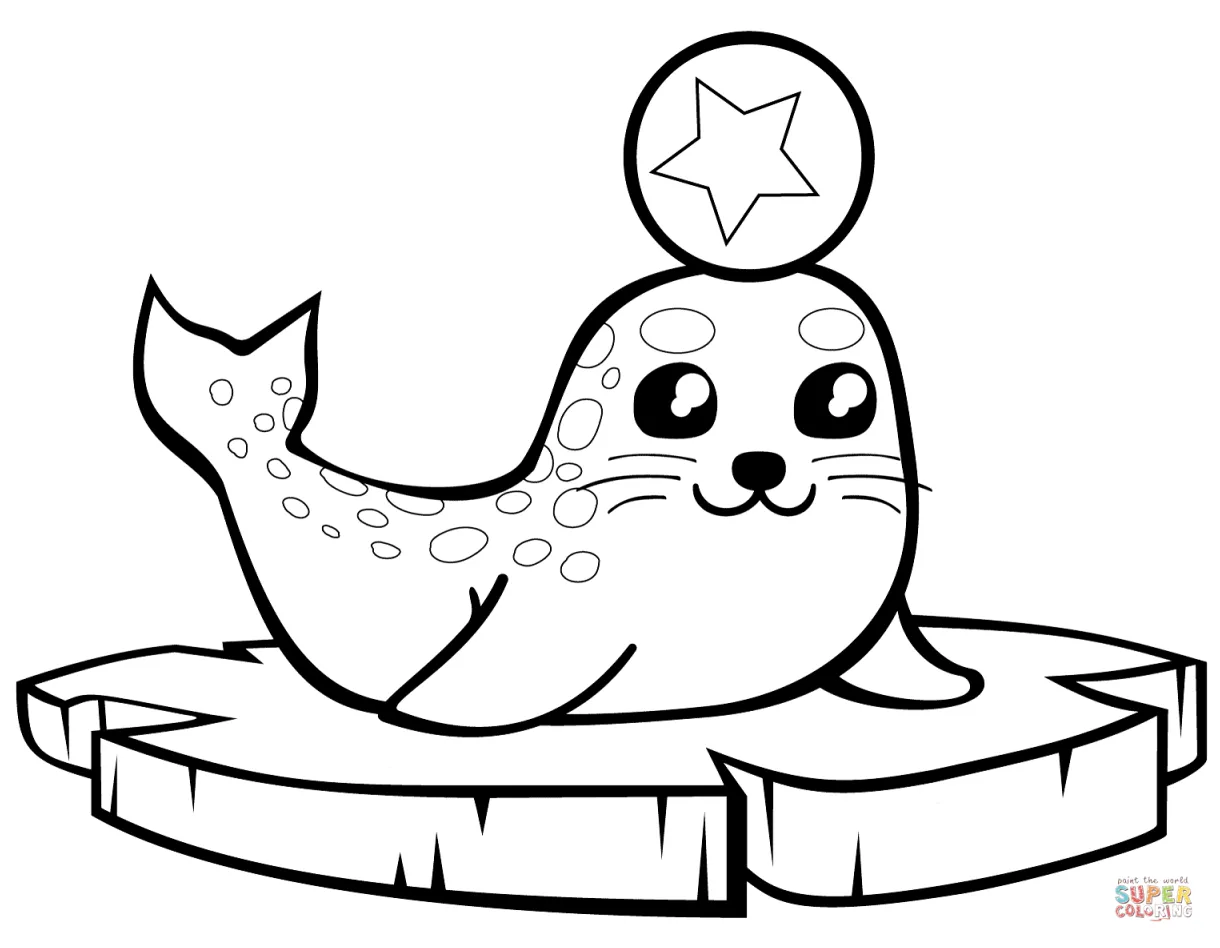 Baby seal on an ice floe coloring page free printable coloring pages