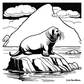 Walrus family on ice floe coloring page lulu pages