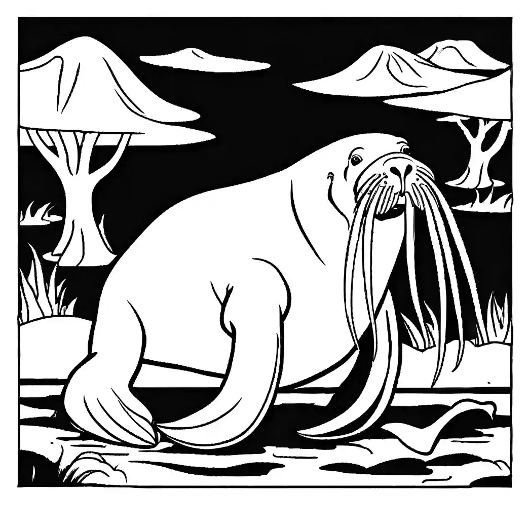 Walrus with long tusks coloring page coloring jungle
