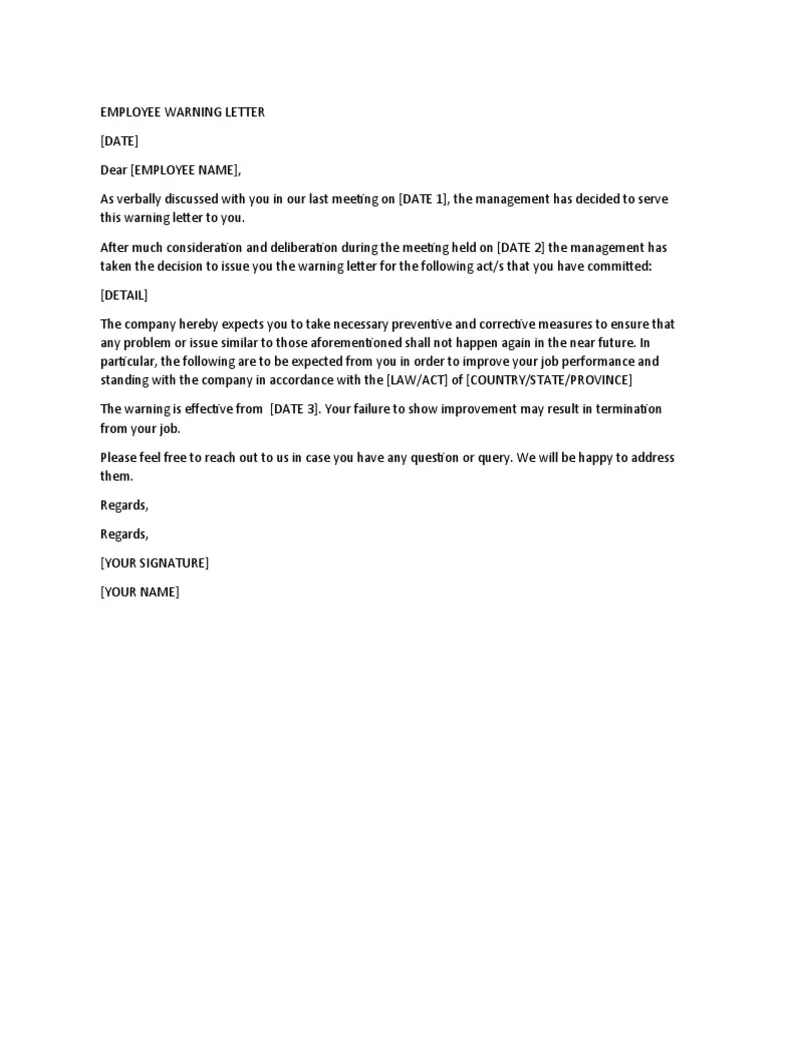 Employee warning letter pdf