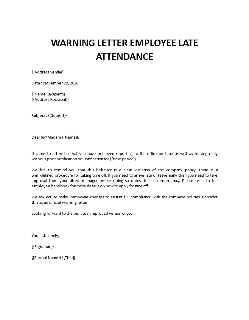 Warning letter to employee