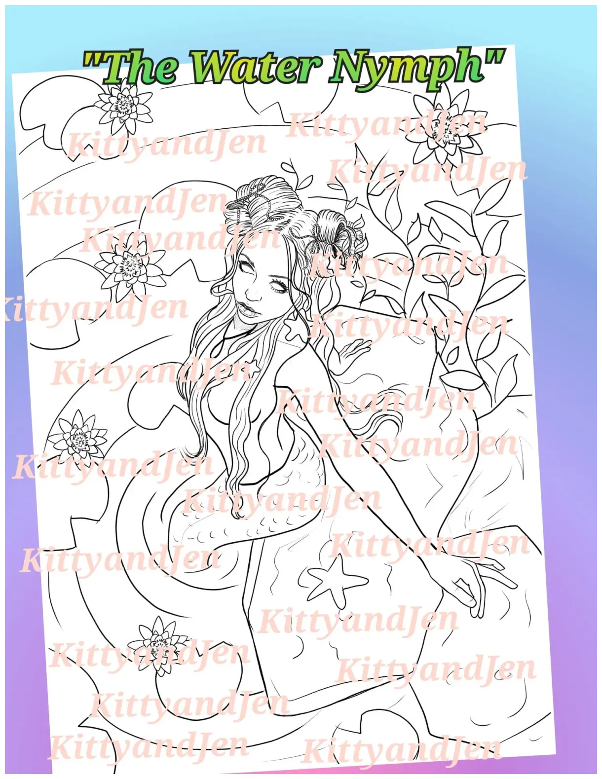 The single coloring page "The Water nymph" - Crealandia