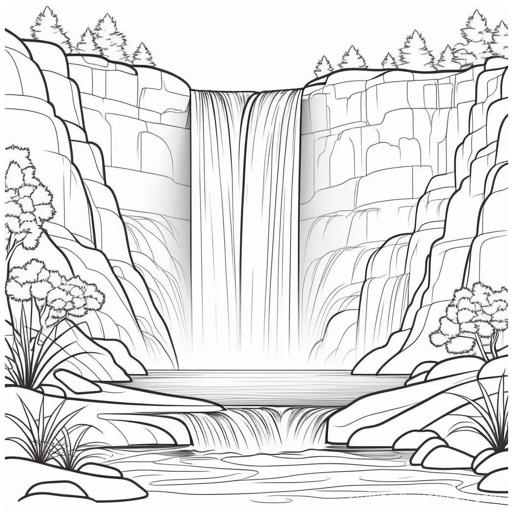 Waterfall Landscape Coloring Page | Stable Diffusion Online