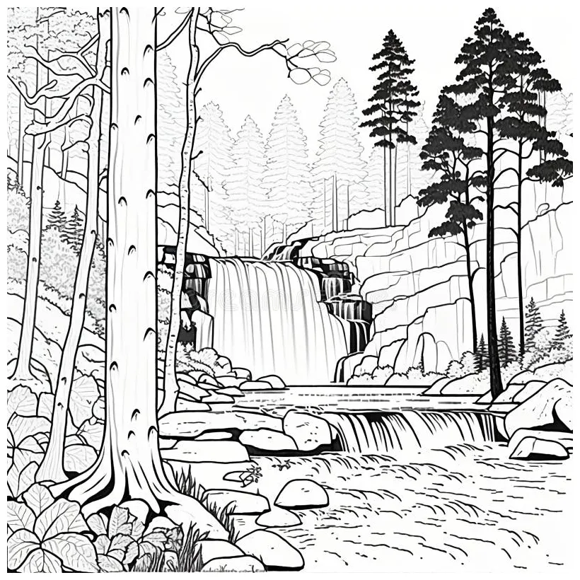 Stock illustrations 95 waterfall coloring