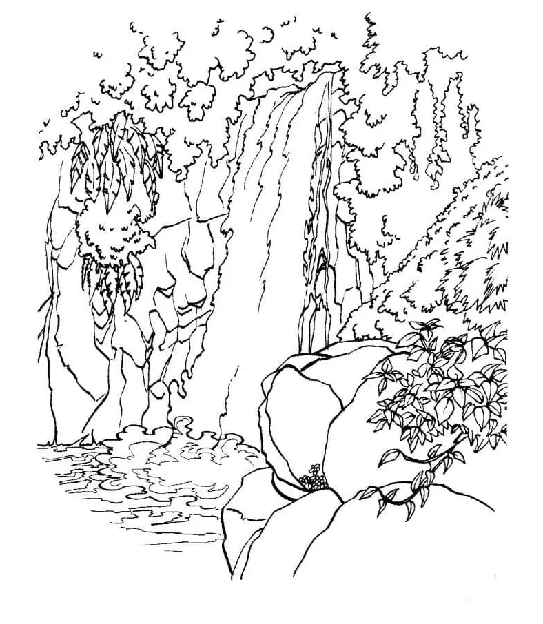 Waterfall coloring page