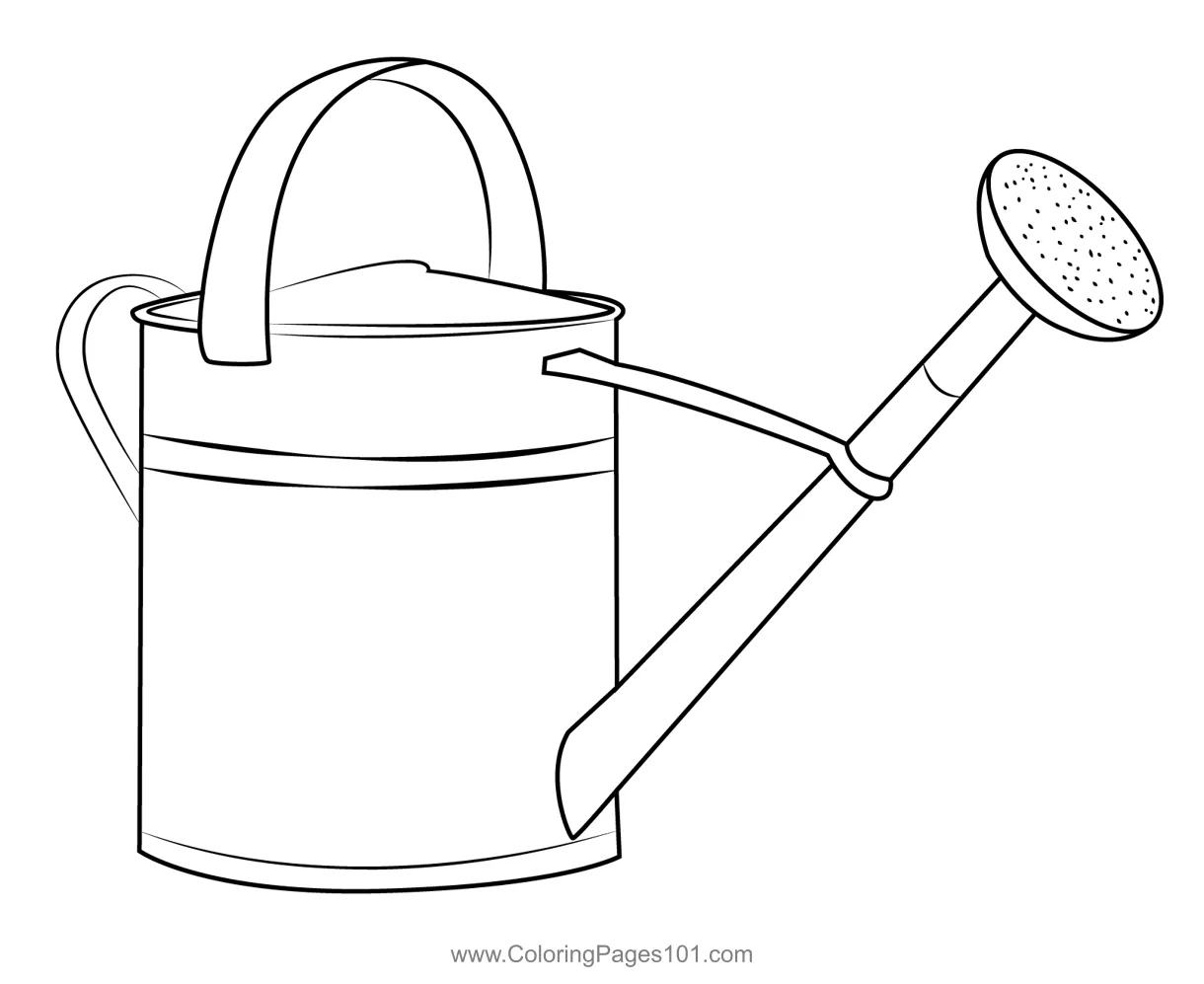 Watering Can Coloring Page for Kids - Free Crocodile Printable Coloring
