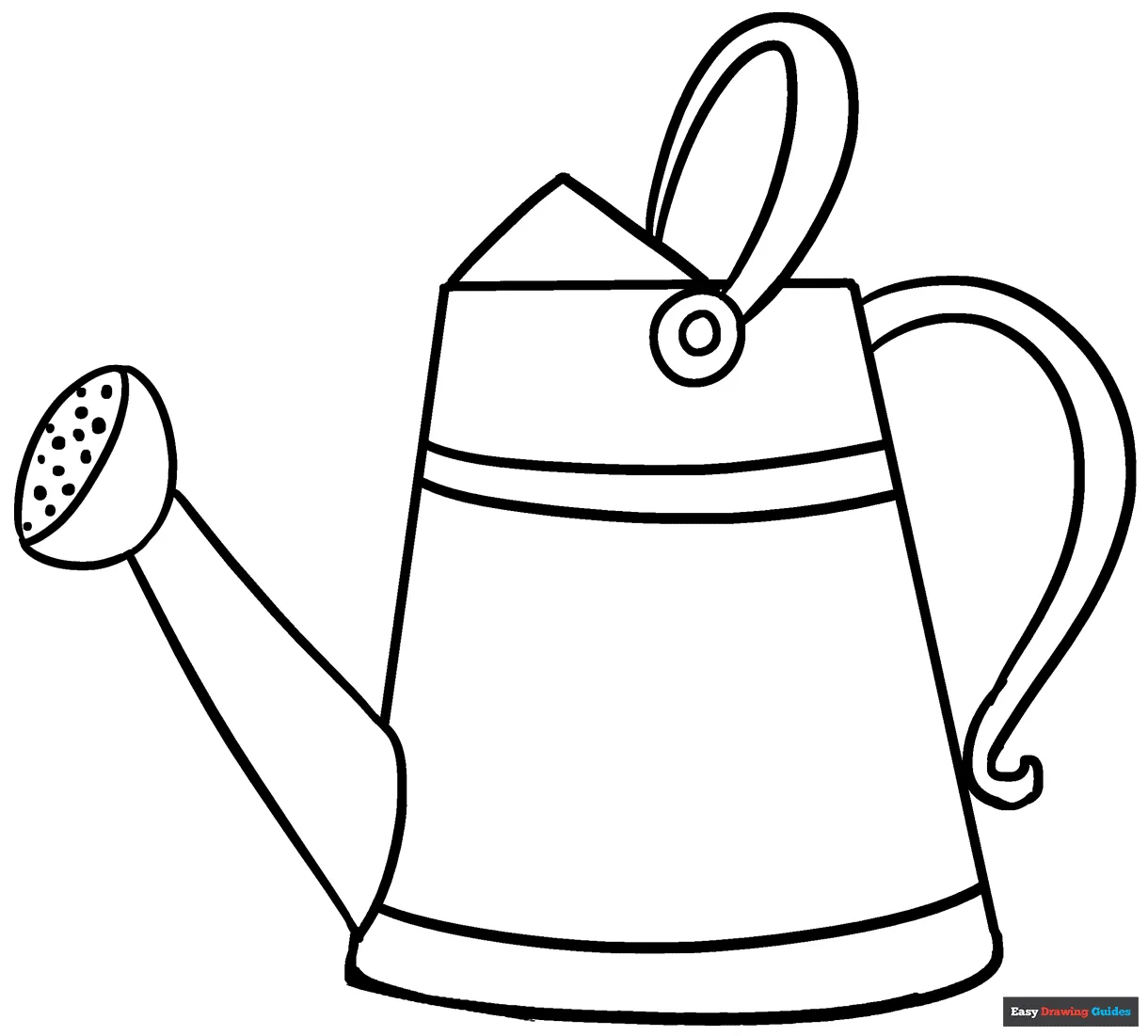 Watering Can Coloring Page | Easy Drawing Guides