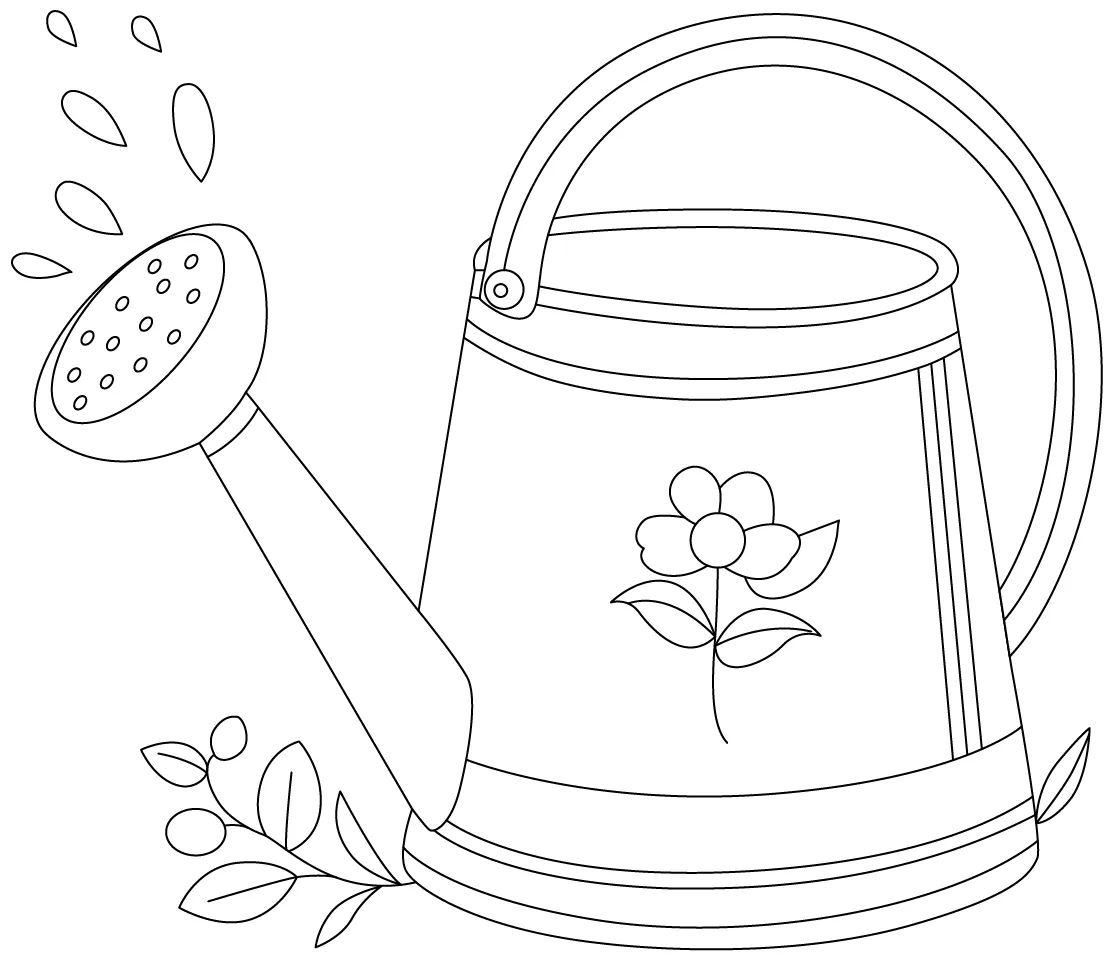 Watering Can Coloring Page – Free Printable PDF for Kids