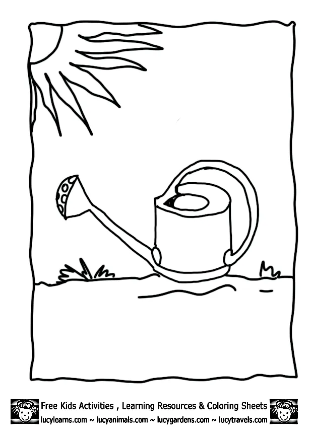 Free Watering Can Coloring Page, Download Free Watering Can Coloring