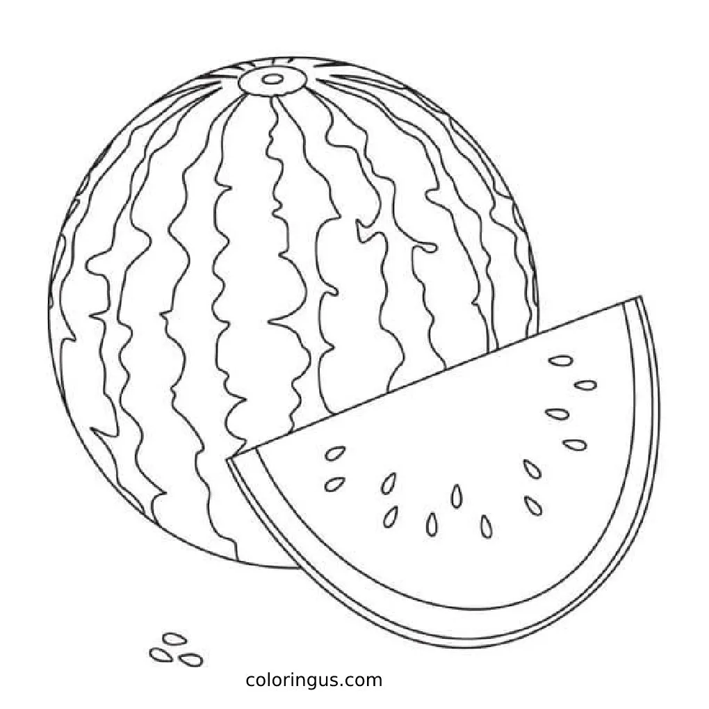 Watermelon Coloring Pages (Free Printable PDF)