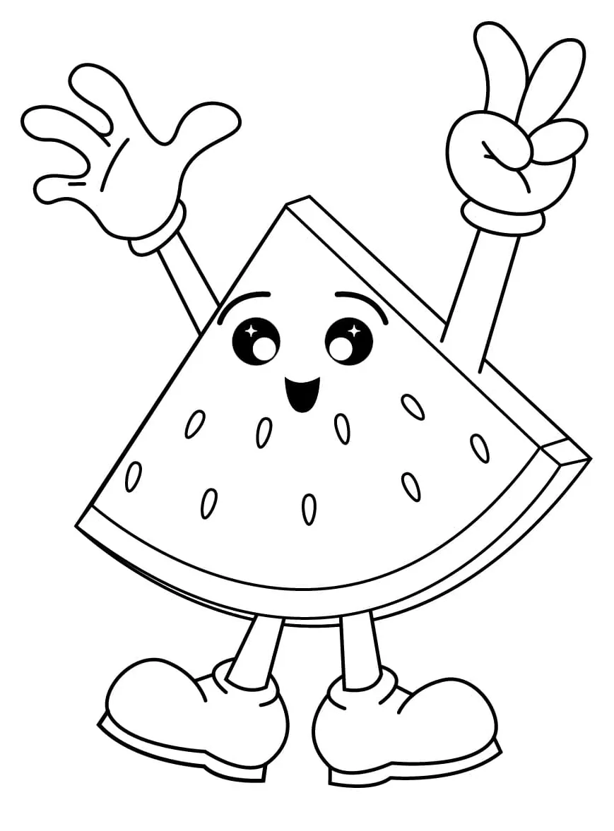 Very Cute Watermelon coloring page - Download, Print or Color Online