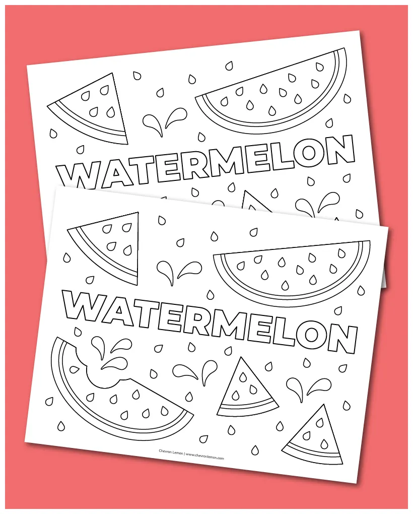 Printable watermelon coloring page - Chevron Lemon