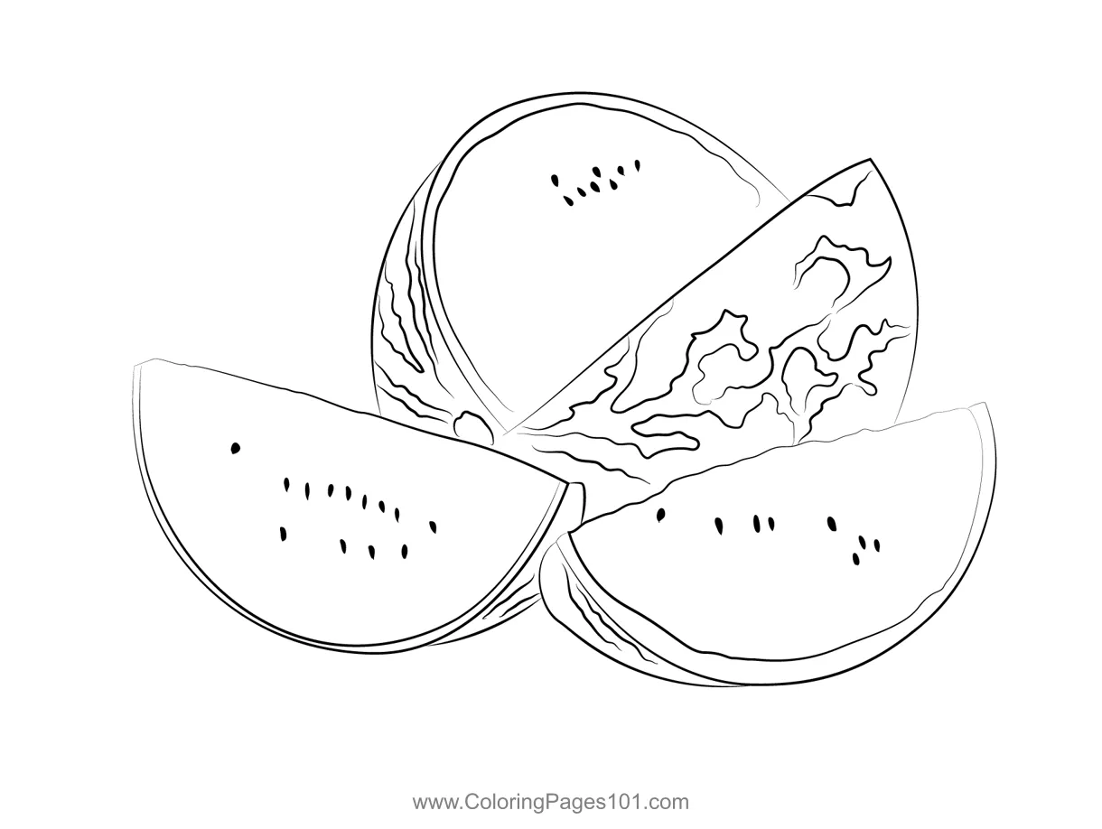 Watermelon Coloring Page for Kids - Free Watermelon Printable Coloring