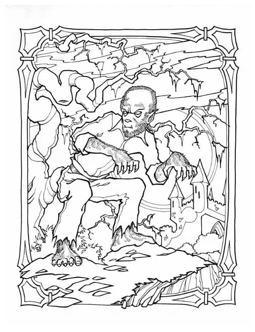 Werewolf coloring page download, print or color online for free