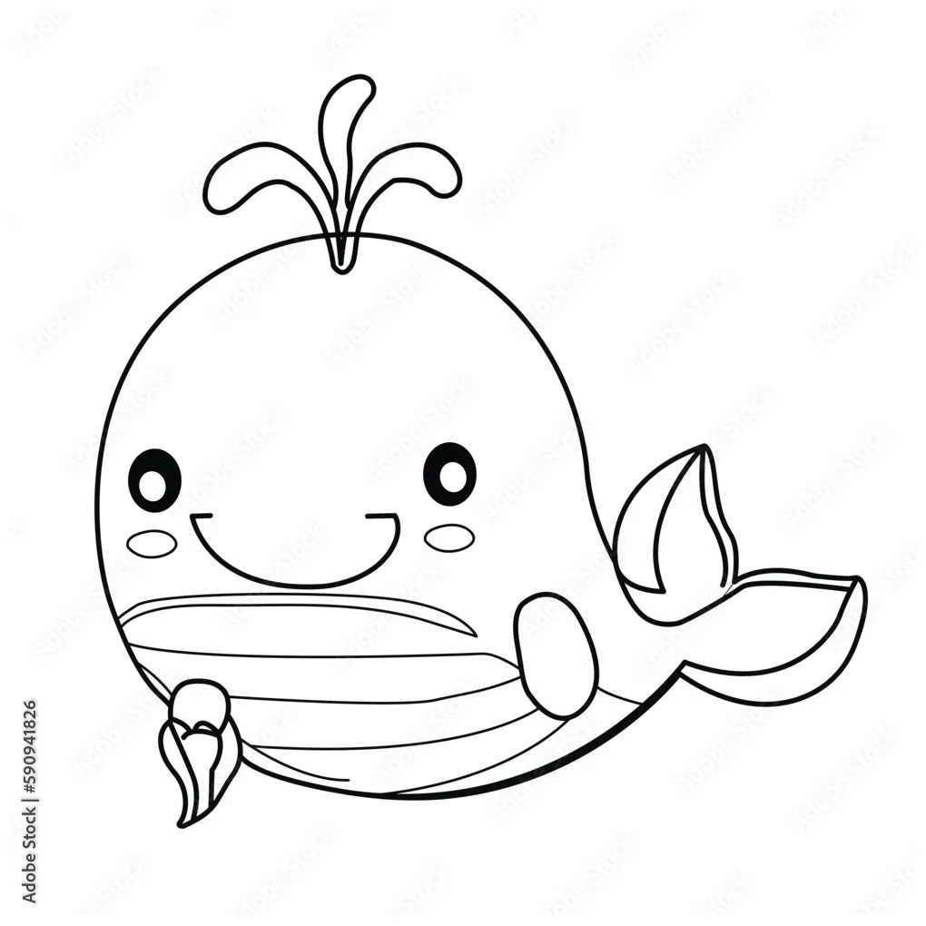 Hand drawn . whale cartoon