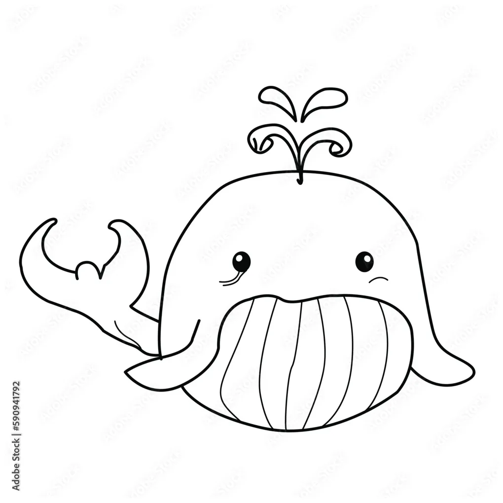Hand drawn . whale cartoon