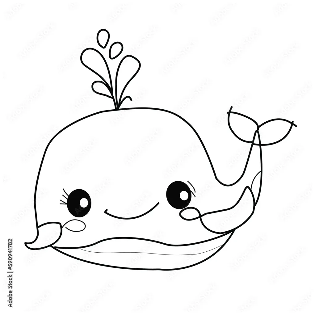 Hand drawn . whale cartoon