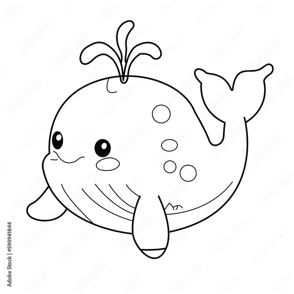 Hand drawn . whale cartoon