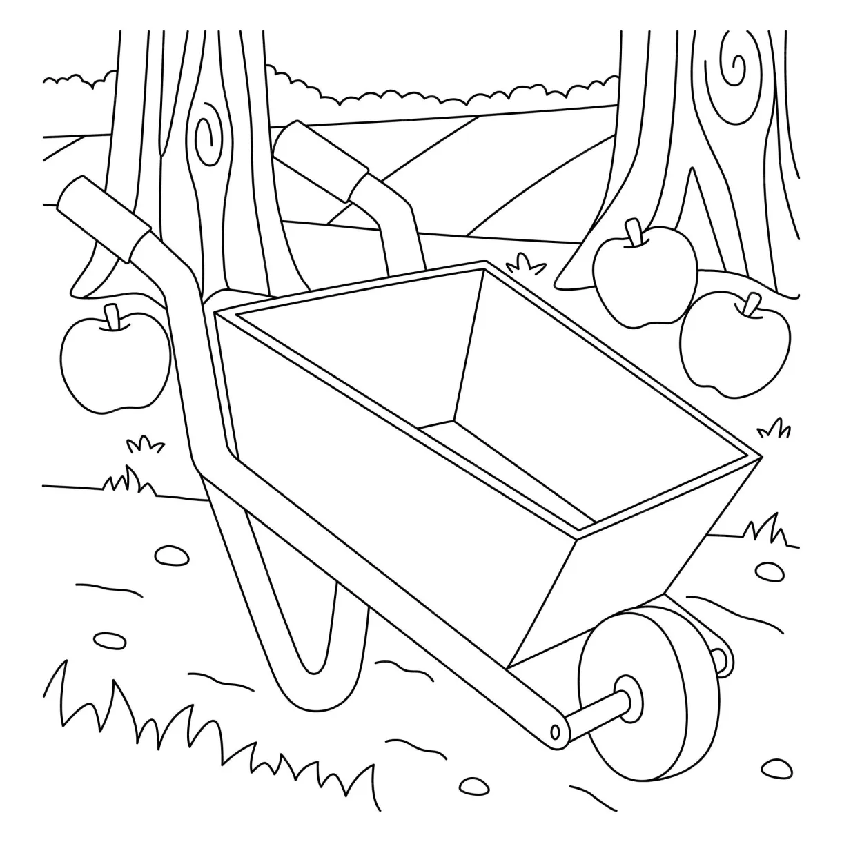 Premium Vector | Wheelbarrow Coloring Page for Kids