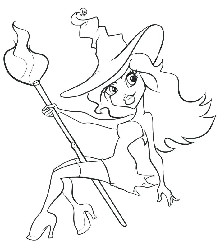 Wicked witch halloween coloring coloring pages