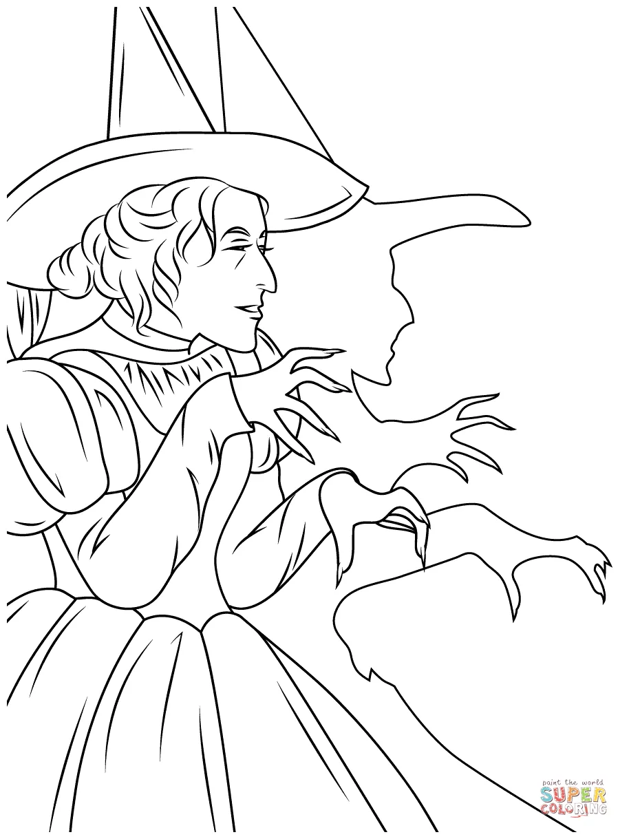 Wizard of oz wicked witch coloring page free printable coloring pages
