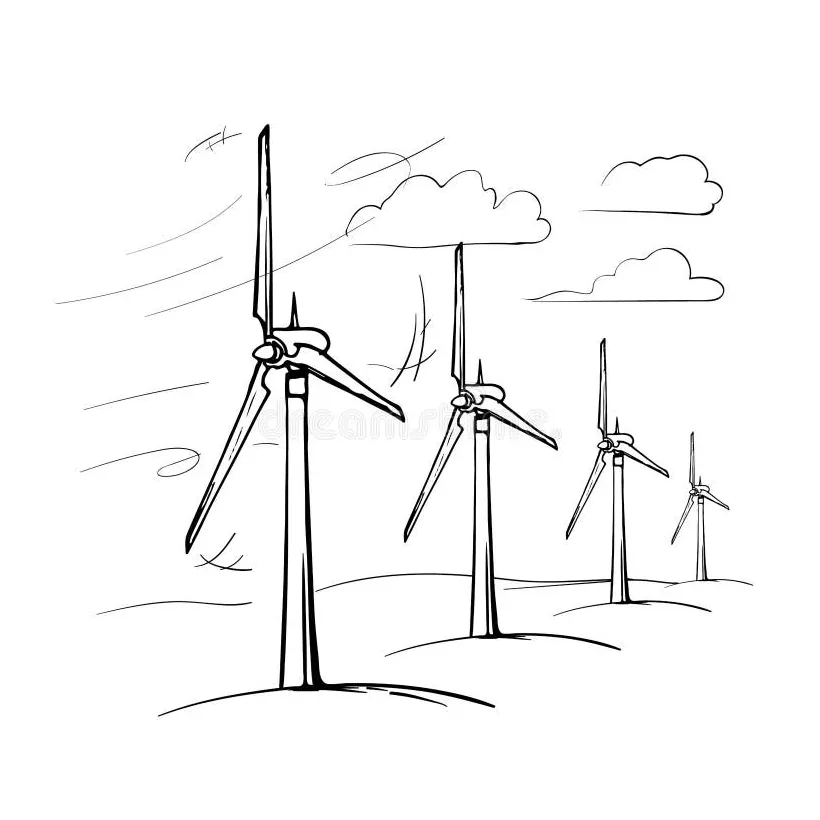 Wind turbine coloring page