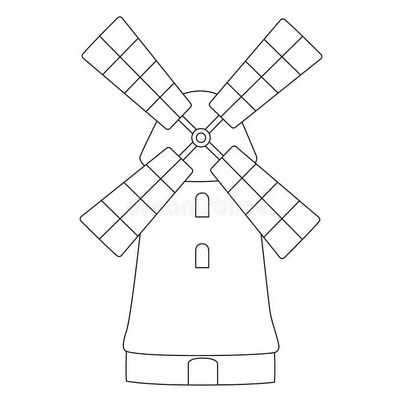 Windmill Coloring Page Isolated for Kids Stock Vector - Illustration of
