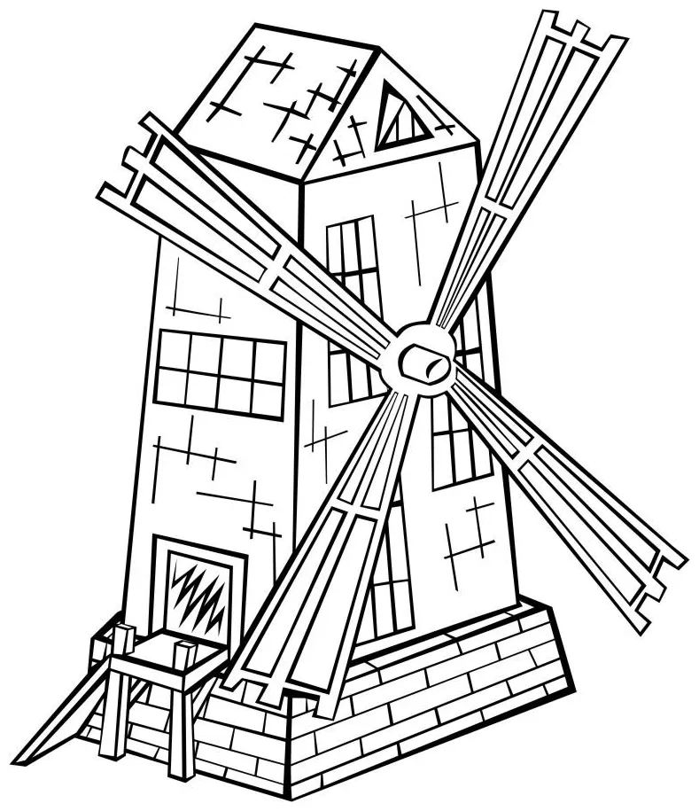 Coloring Page Windmill - free printable coloring pages - Img 16203