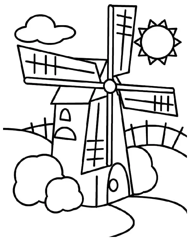 Windmill 1 coloring page free printable coloring pages for kids printable coloring page