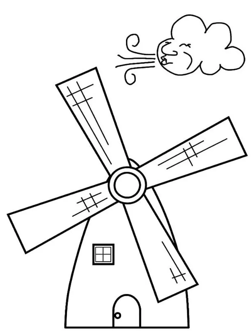 Windmill Coloring Page