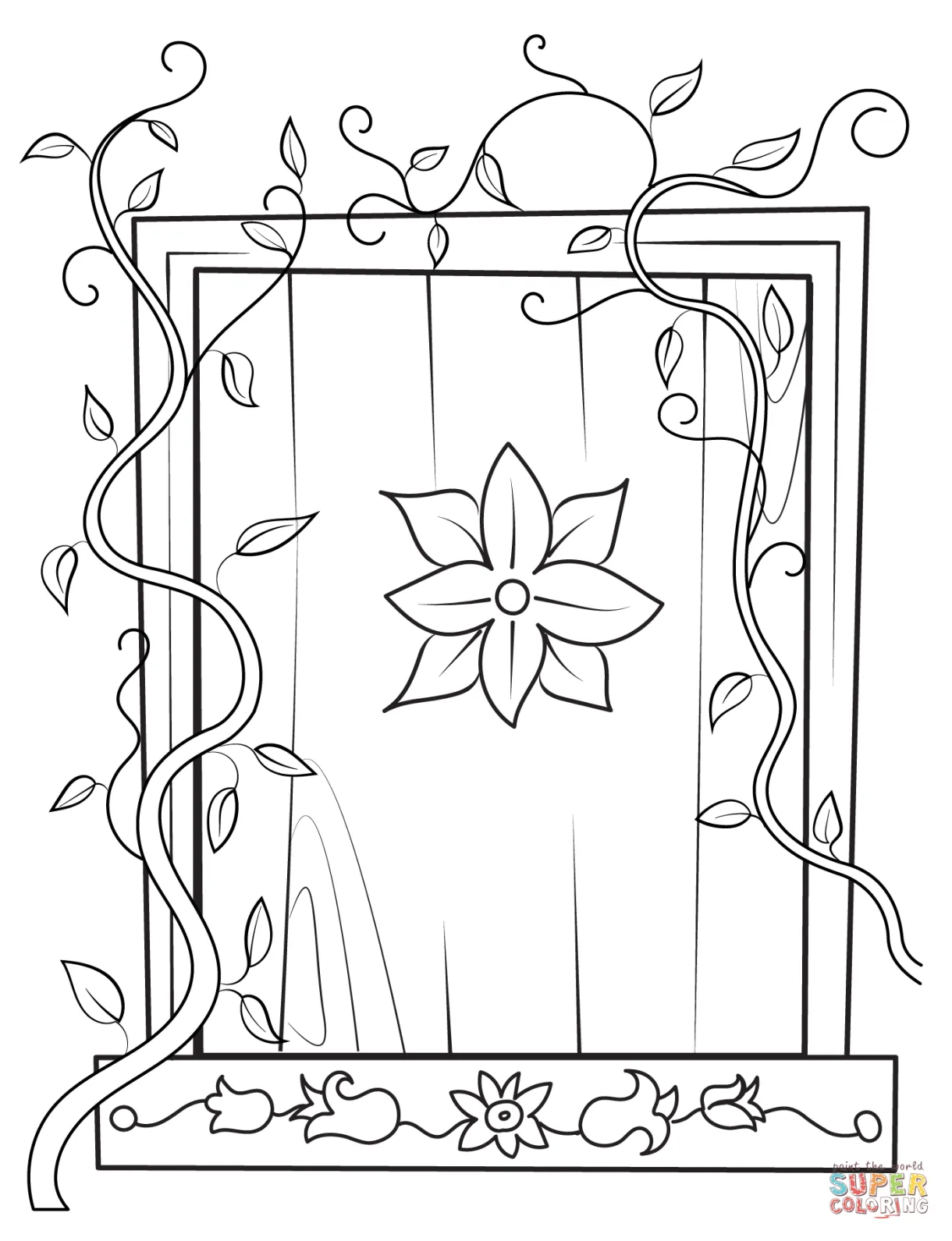 Floral Window coloring page | Free Printable Coloring Pages